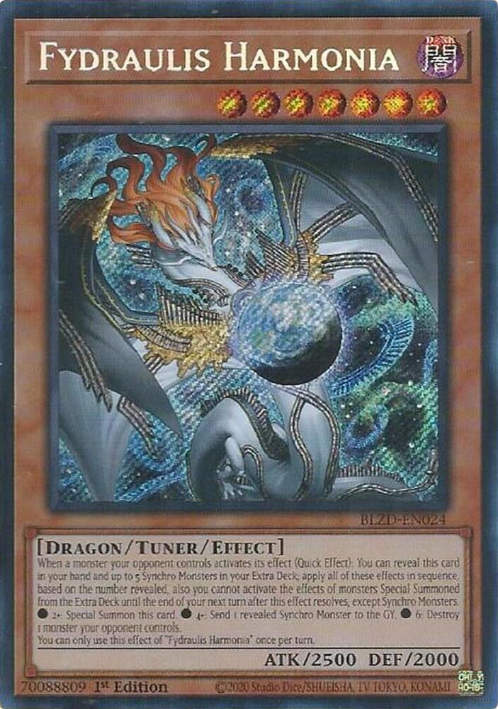 YuGiOh Blazing Dominion Fydraulis Harmonia BLZD-EN024 Secret Rare Near Mint 1st Edition