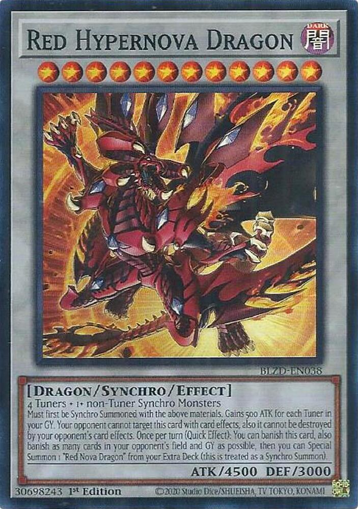 YuGiOh Blazing Dominion Red Hypernova Dragon BLZD-EN038 Super Rare Near Mint 1st Edition