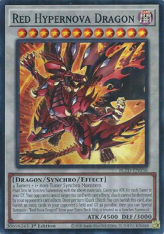 YuGiOh Blazing Dominion Red Hypernova Dragon BLZD-EN038 Super Rare Near Mint 1st Edition