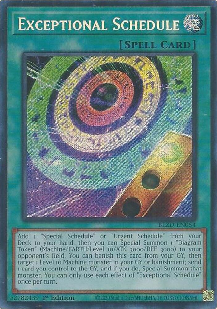 YuGiOh Blazing Dominion Exceptional Schedule BLZD-EN054 Secret Rare Near Mint 1st Edition