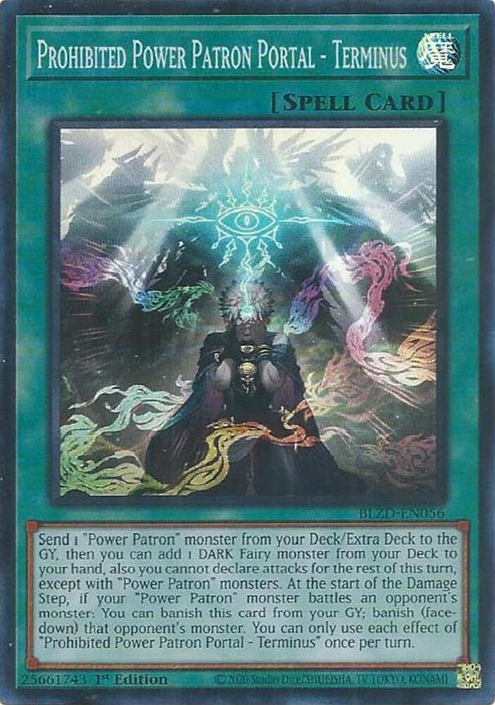 YuGiOh Blazing Dominion Prohibited Power Patron Portal - Terminus BLZD-EN056 Super Rare Near Mint 1st Edition