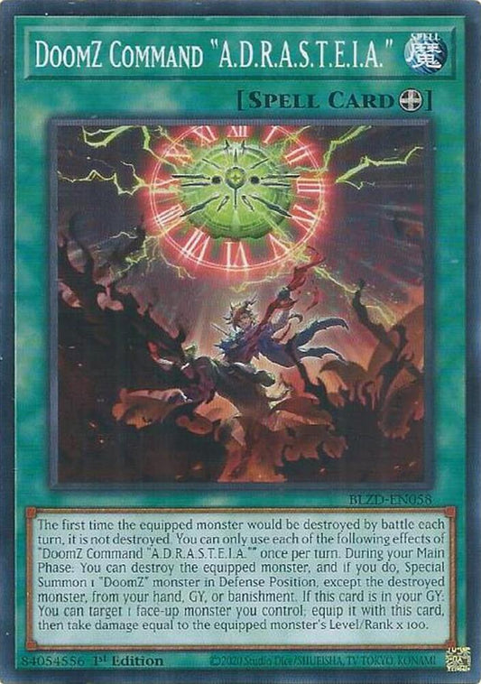 YuGiOh Blazing Dominion DoomZ Command "A.D.R.A.S.T.E.I.A." BLZD-EN058 Common Near Mint 1st Edition