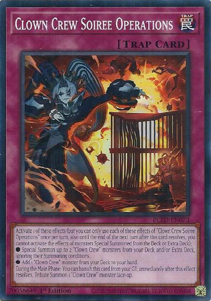 YuGiOh Blazing Dominion Clown Crew Soiree Operations BLZD-EN073 Common Near Mint 1st Edition