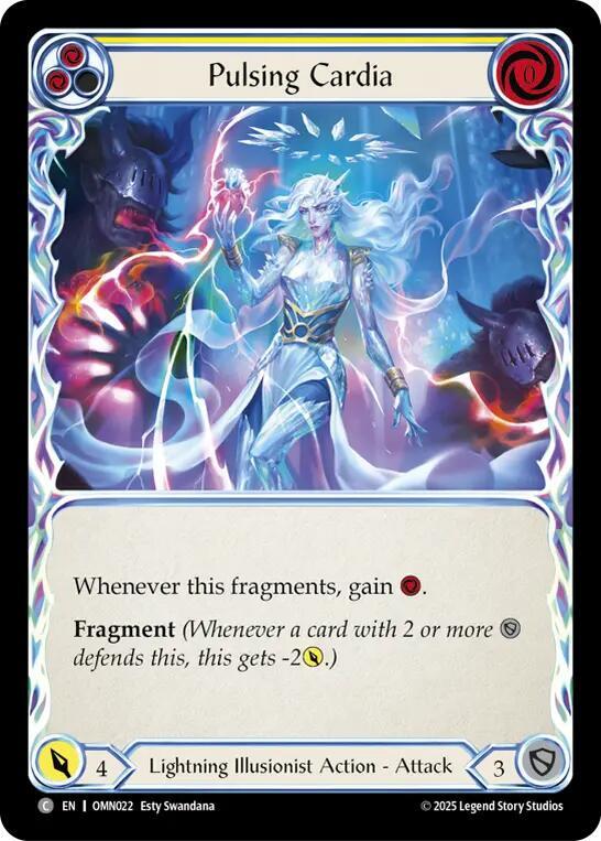 Flesh and Blood TCG Omens of the Third Age Pulsing Cardia (Yellow) #OMN022 Common Near Mint Rainbow Foil