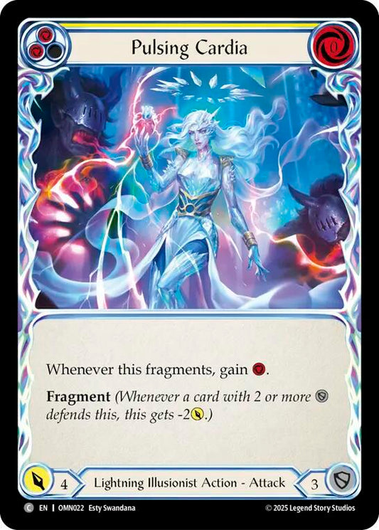 Flesh and Blood TCG Omens of the Third Age Pulsing Cardia (Yellow) #OMN022 Common Near Mint Rainbow Foil