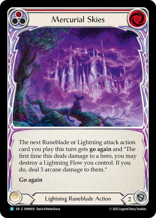 Flesh and Blood TCG Omens of the Third Age Mercurial Skies (Red) #OMN059 Rare Near Mint