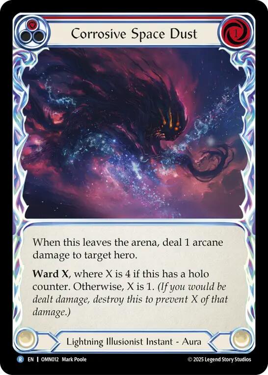 Flesh and Blood TCG Omens of the Third Age Corrosive Space Dust (Red) #OMN012 Rare Near Mint