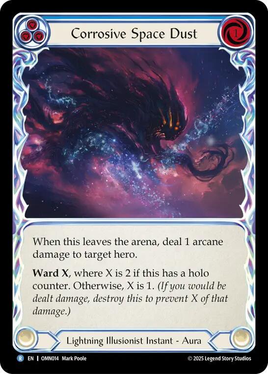 Flesh and Blood TCG Omens of the Third Age Corrosive Space Dust (Blue) #OMN014 Rare Near Mint