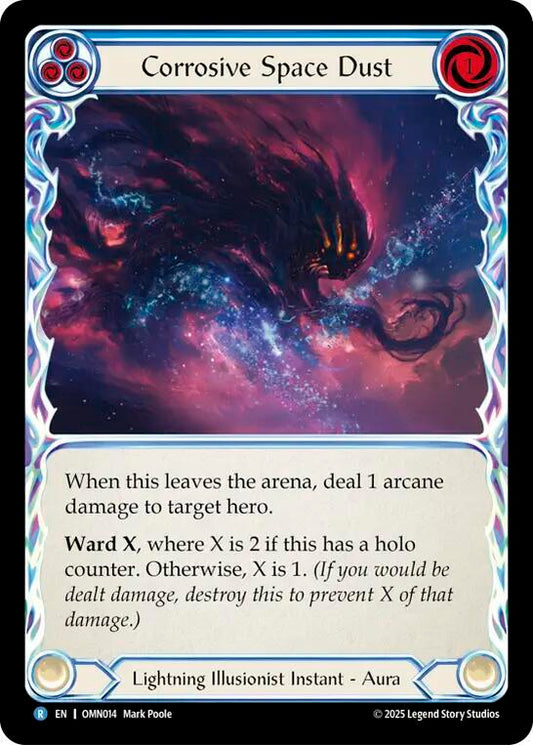Flesh and Blood TCG Omens of the Third Age Corrosive Space Dust (Blue) #OMN014 Rare Near Mint Rainbow Foil