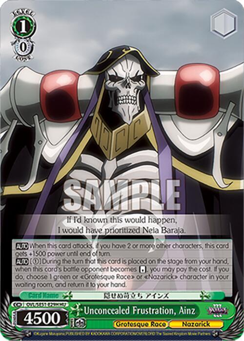 Weiss Schwarz Nazarick: Tomb of the Undead Vol.3 Extra Booster Unconcealed Frustration, Ainz (HU) OVL/SE51-E29H HU\\ HU Near Mint