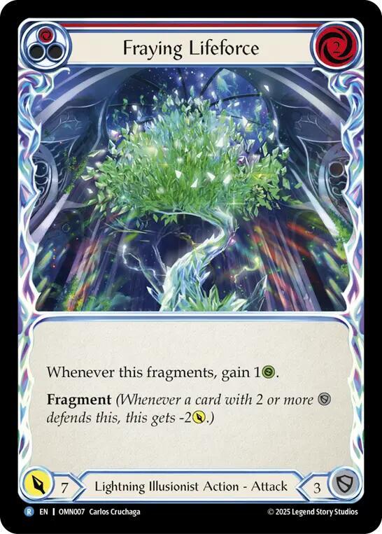 Flesh and Blood TCG Omens of the Third Age Fraying Lifeforce #OMN007 Rare Near Mint