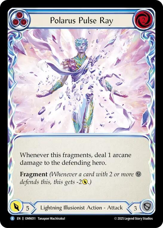 Flesh and Blood TCG Omens of the Third Age Polarus Pulse Ray (Blue) #OMN011 Rare Near Mint Rainbow Foil