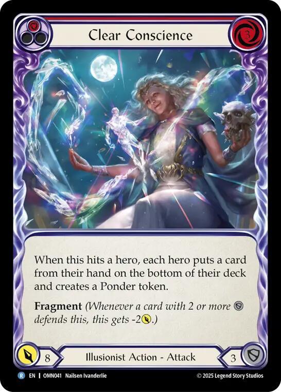Flesh and Blood TCG Omens of the Third Age Clear Conscience (Red) #OMN041 Rare Near Mint