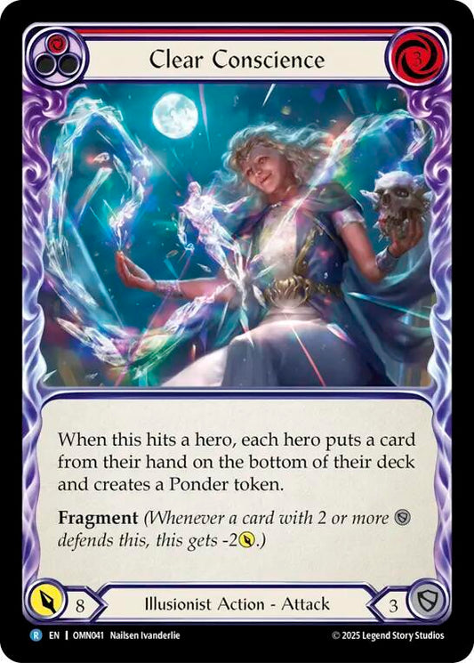 Flesh and Blood TCG Omens of the Third Age Clear Conscience (Red) #OMN041 Rare Near Mint