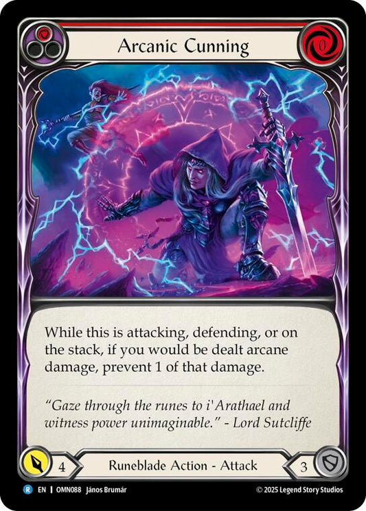 Flesh and Blood TCG Omens of the Third Age Arcanic Cunning (Red) #OMN088 Rare Near Mint