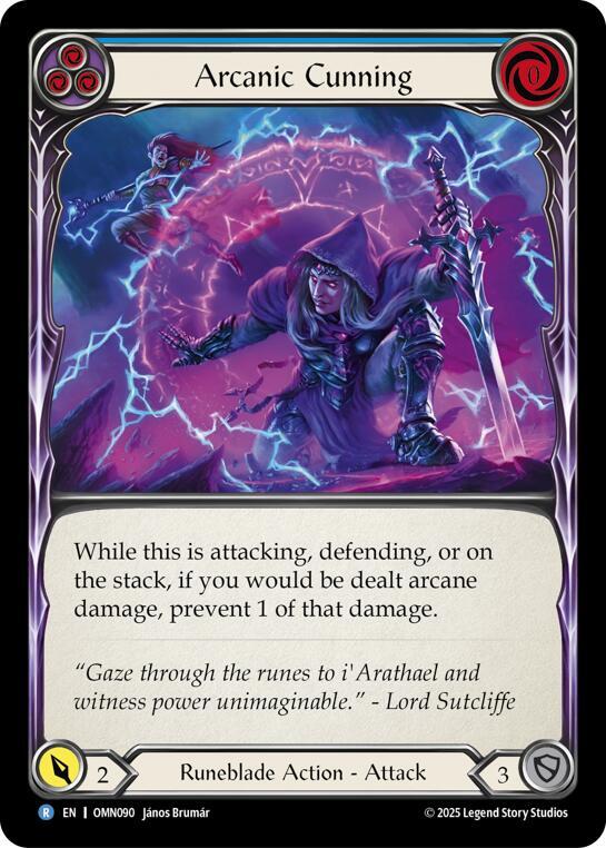 Flesh and Blood TCG Omens of the Third Age Arcanic Cunning (Blue) #OMN090 Rare Near Mint