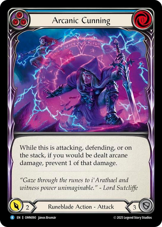 Flesh and Blood TCG Omens of the Third Age Arcanic Cunning (Blue) #OMN090 Rare Near Mint