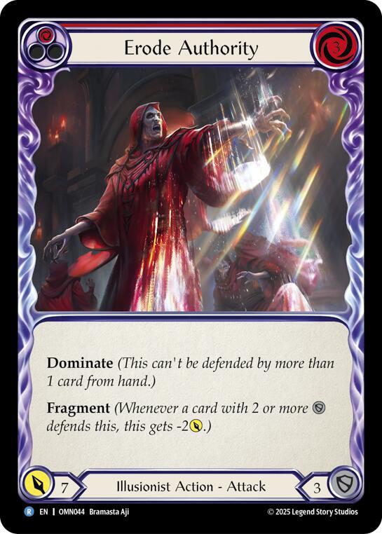Flesh and Blood TCG Omens of the Third Age Erode Authority (Red) #OMN044 Rare Near Mint