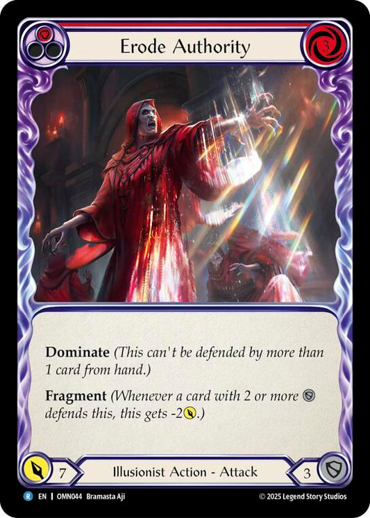 Flesh and Blood TCG Omens of the Third Age Erode Authority (Red) #OMN044 Rare Near Mint