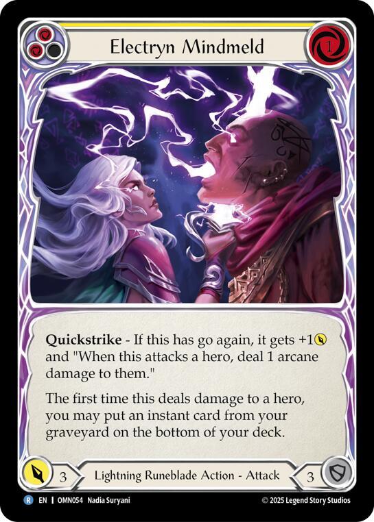 Flesh and Blood TCG Omens of the Third Age Electryn Mindmeld (Yellow) #OMN054 Rare Near Mint