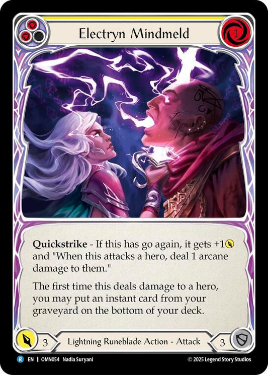 Flesh and Blood TCG Omens of the Third Age Electryn Mindmeld (Yellow) #OMN054 Rare Near Mint