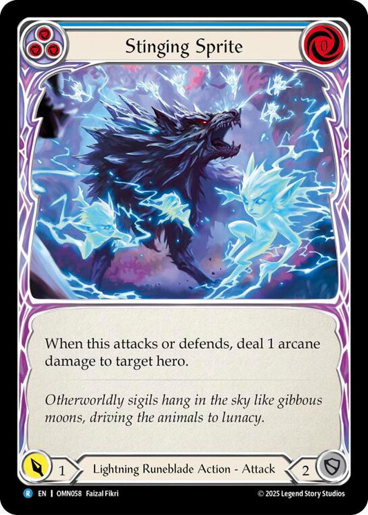 Flesh and Blood TCG Omens of the Third Age Stinging Sprite (Blue) #OMN058 Rare Near Mint