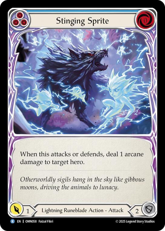 Flesh and Blood TCG Omens of the Third Age Stinging Sprite (Blue) #OMN058 Rare Near Mint