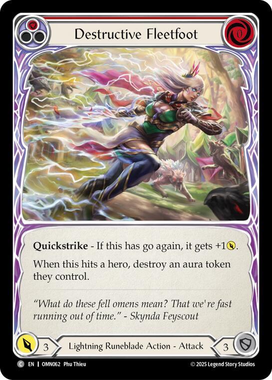 Flesh and Blood TCG Omens of the Third Age Destructive Fleetfoot (Red) #OMN062 Common Near Mint