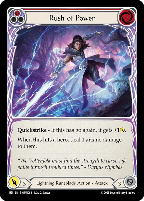 Flesh and Blood TCG Omens of the Third Age Rush Of Power (Red) #OMN068 Common Near Mint