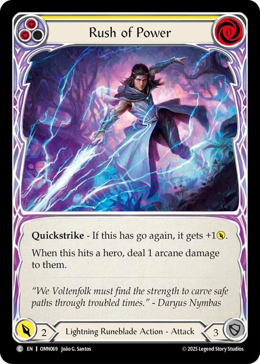 Flesh and Blood TCG Omens of the Third Age Rush Of Power (Yellow) #OMN069 Common Near Mint