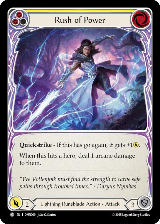 Flesh and Blood TCG Omens of the Third Age Rush Of Power (Yellow) #OMN069 Common Near Mint