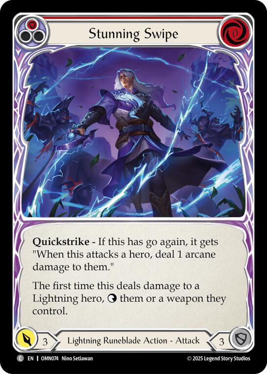 Flesh and Blood TCG Omens of the Third Age Stunning Swipe (Red) #OMN074 Common Near Mint