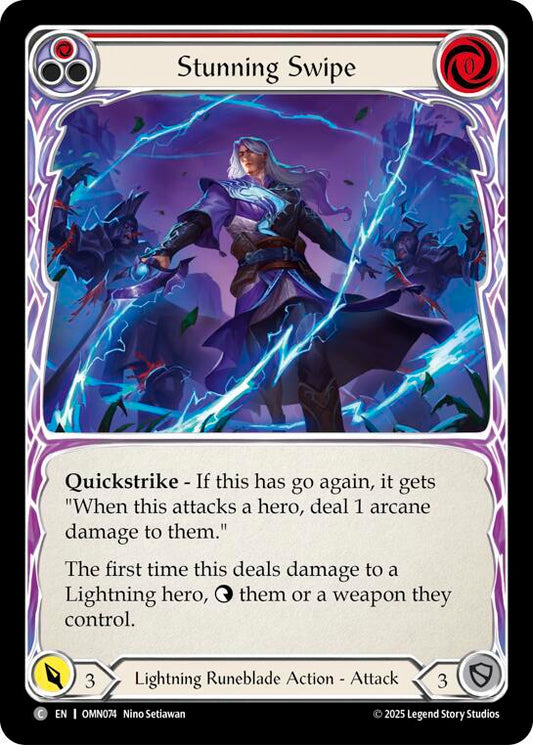 Flesh and Blood TCG Omens of the Third Age Stunning Swipe (Red) #OMN074 Common Near Mint