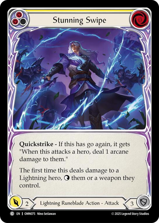 Flesh and Blood TCG Omens of the Third Age Stunning Swipe (Yellow) #OMN075 Common Near Mint