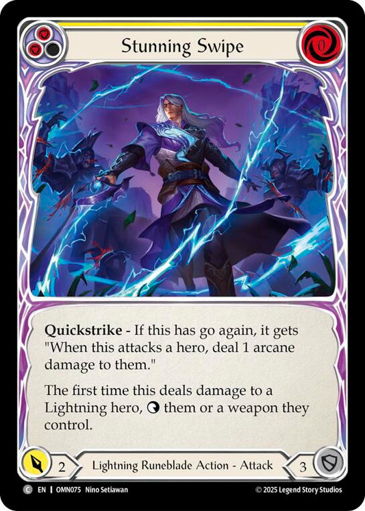 Flesh and Blood TCG Omens of the Third Age Stunning Swipe (Yellow) #OMN075 Common Near Mint