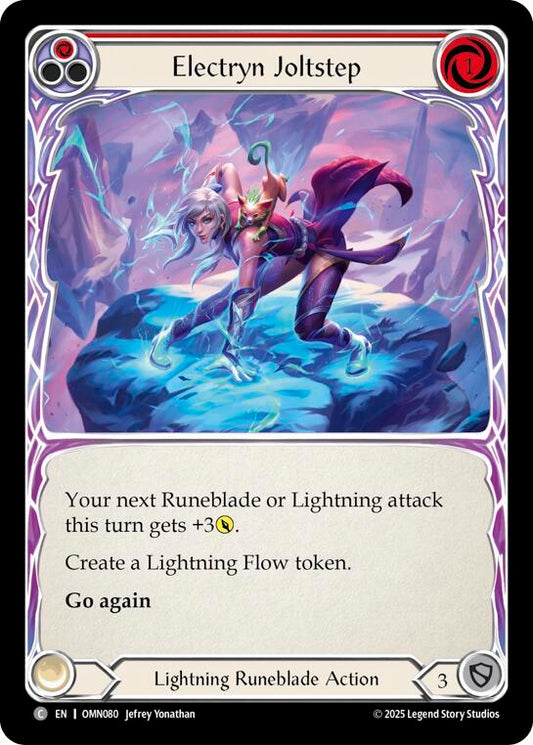 Flesh and Blood TCG Omens of the Third Age Electryn Joltstep (Red) #OMN080 Common Near Mint