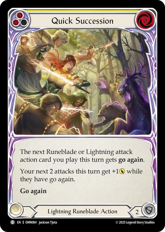 Flesh and Blood TCG Omens of the Third Age Quick Succession (Yellow) #OMN084 Common Near Mint