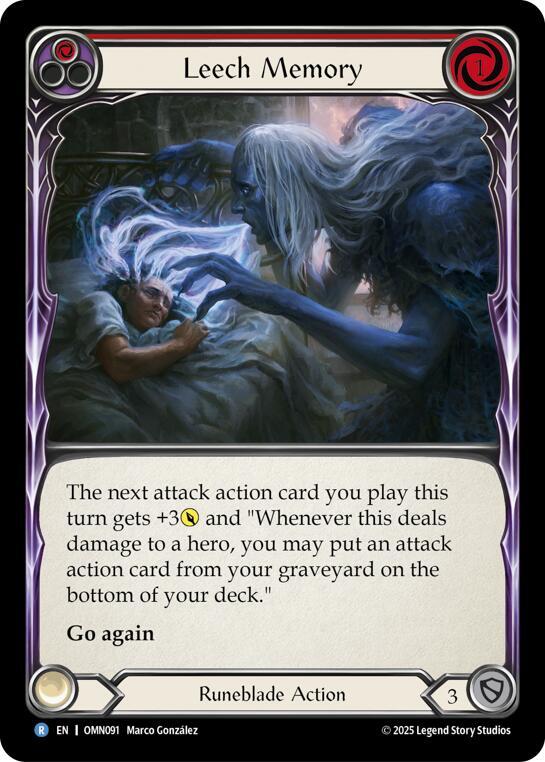 Flesh and Blood TCG Omens of the Third Age Leech Memory (Red) #OMN091 Rare Near Mint