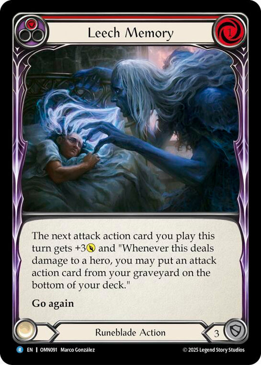 Flesh and Blood TCG Omens of the Third Age Leech Memory (Red) #OMN091 Rare Near Mint