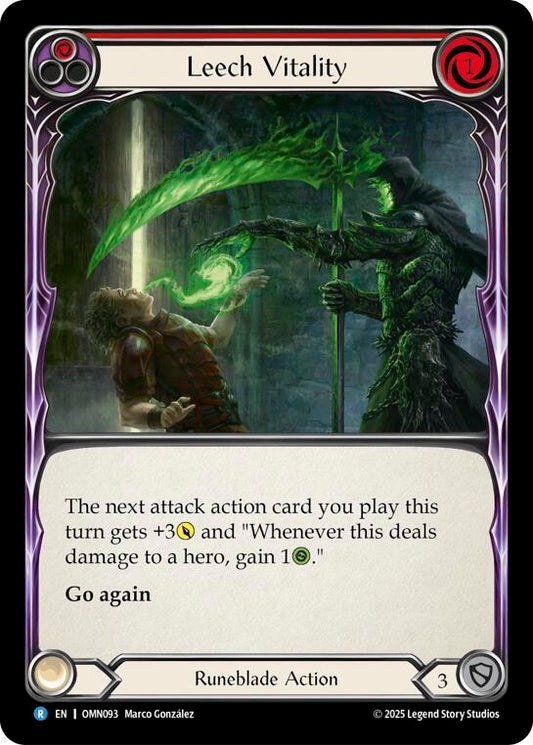 Flesh and Blood TCG Omens of the Third Age Leech Vitality (Red) #OMN093 Rare Near Mint Rainbow Foil