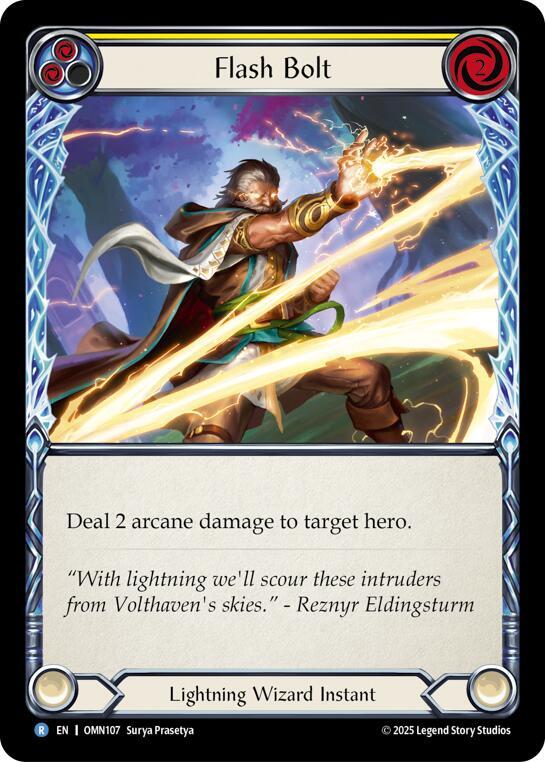 Flesh and Blood TCG Omens of the Third Age Flash Bolt (Yellow) #OMN107 Rare Near Mint