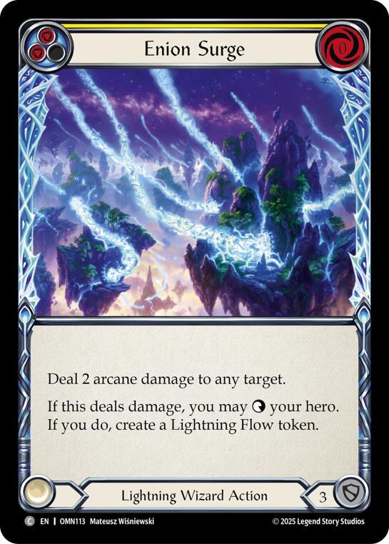 Flesh and Blood TCG Omens of the Third Age Enion Surge (Yellow) #OMN113 Common Near Mint