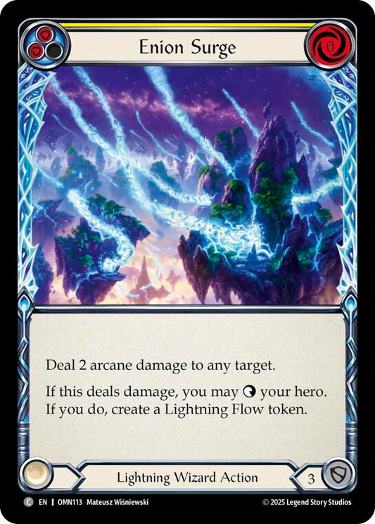 Flesh and Blood TCG Omens of the Third Age Enion Surge (Yellow) #OMN113 Common Near Mint