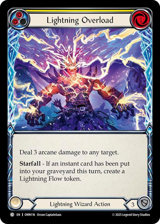 Flesh and Blood TCG Omens of the Third Age Lightning Overload (Yellow) #OMN116 Common Near Mint