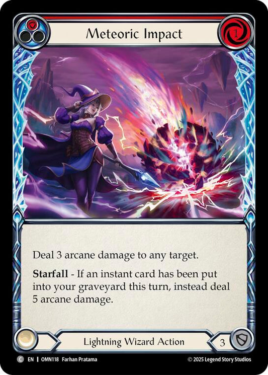 Flesh and Blood TCG Omens of the Third Age Meteoric Impact (Red) #OMN118 Common Near Mint
