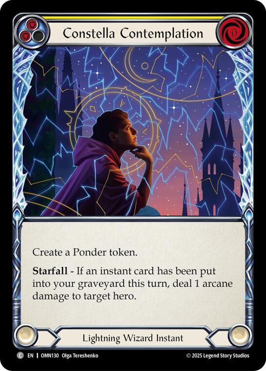Flesh and Blood TCG Omens of the Third Age Constella Contemplation (Yellow) #OMN130 Common Near Mint