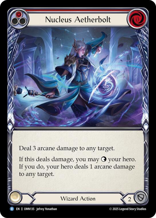 Flesh and Blood TCG Omens of the Third Age Nucleus Aetherbolt (Red) #OMN135 Rare Near Mint