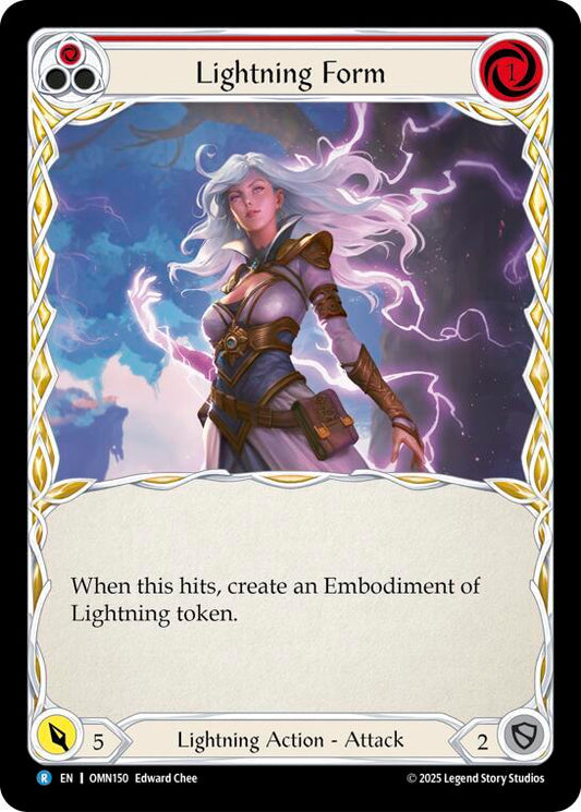 Flesh and Blood TCG Omens of the Third Age Lightning Form (Red) #OMN150 Rare Near Mint