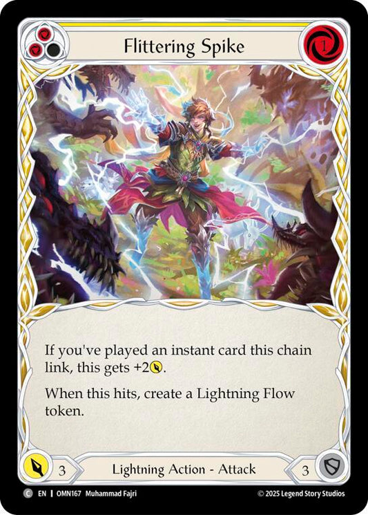 Flesh and Blood TCG Omens of the Third Age Flittering Spike (Yellow) #OMN167 Common Near Mint