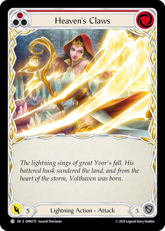 Flesh and Blood TCG Omens of the Third Age Heavens Claws (Red) #OMN172 Common Near Mint